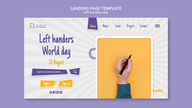 Gratis PSD linkshandige dag bestemmingspagina thema