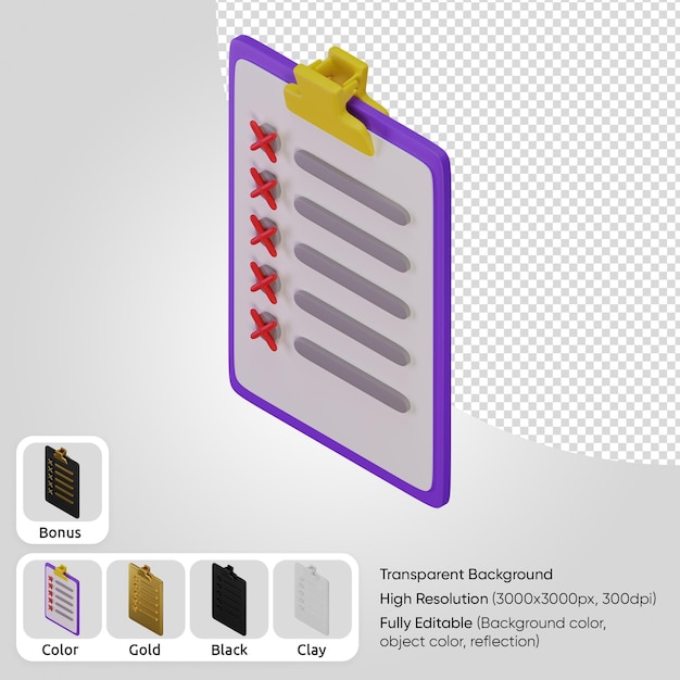 Lista 3d de tareas pendientes isométrica