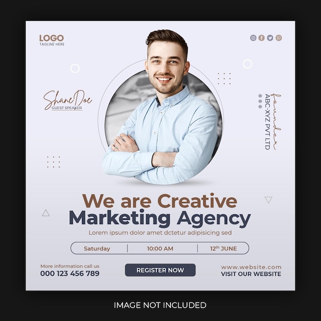 Live webinar voor digitale marketing en postsjabloon voor zakelijke sociale media