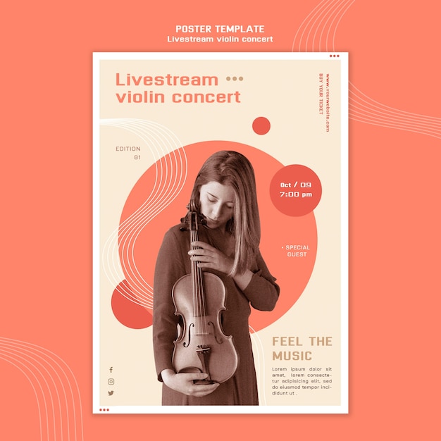 Gratis PSD livestream vioolconcert poster