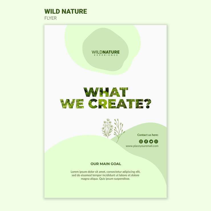 PSD gratuito lo que creamos plantilla de volante de naturaleza salvaje