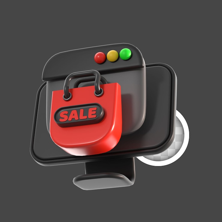 PSD gratuito lo shopping online offre illustrazioni 3d