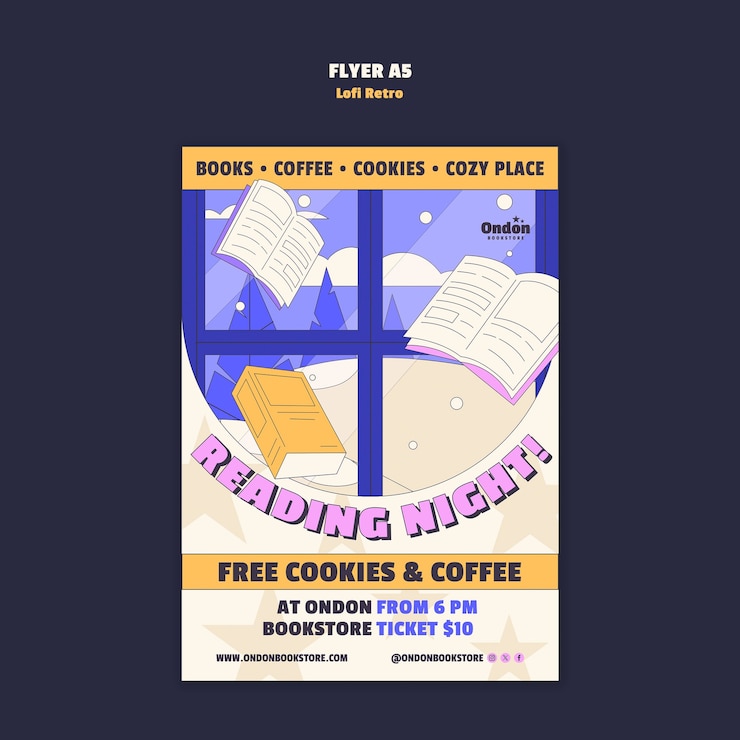 PSD gratuito lofi retro event template