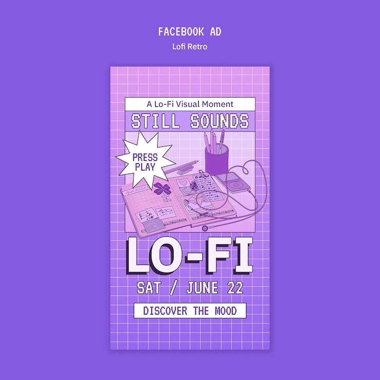 PSD gratuito lofi retro event template