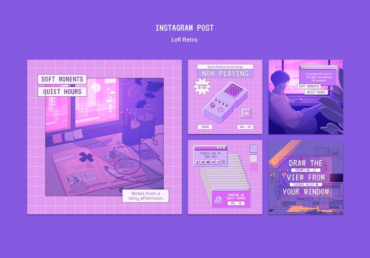PSD gratuito lofi retro event template