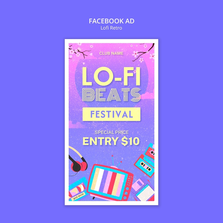 PSD gratuito lofi retro event template