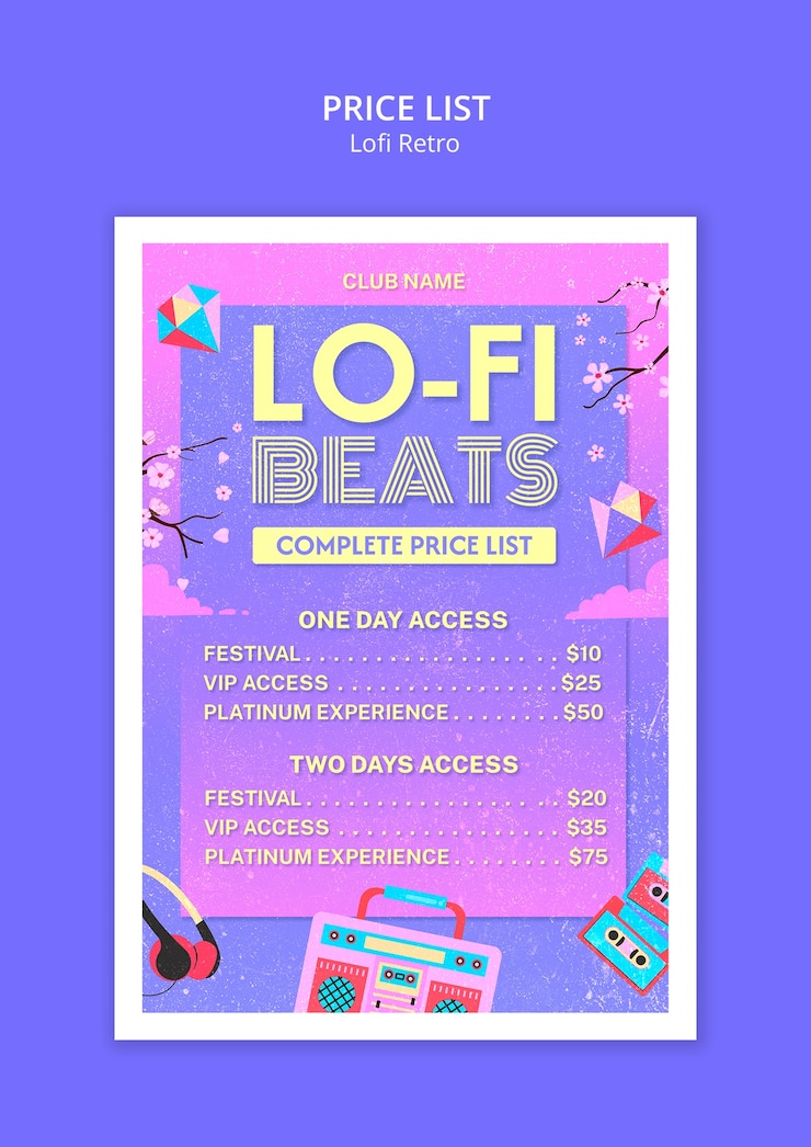 PSD gratuito lofi retro event template