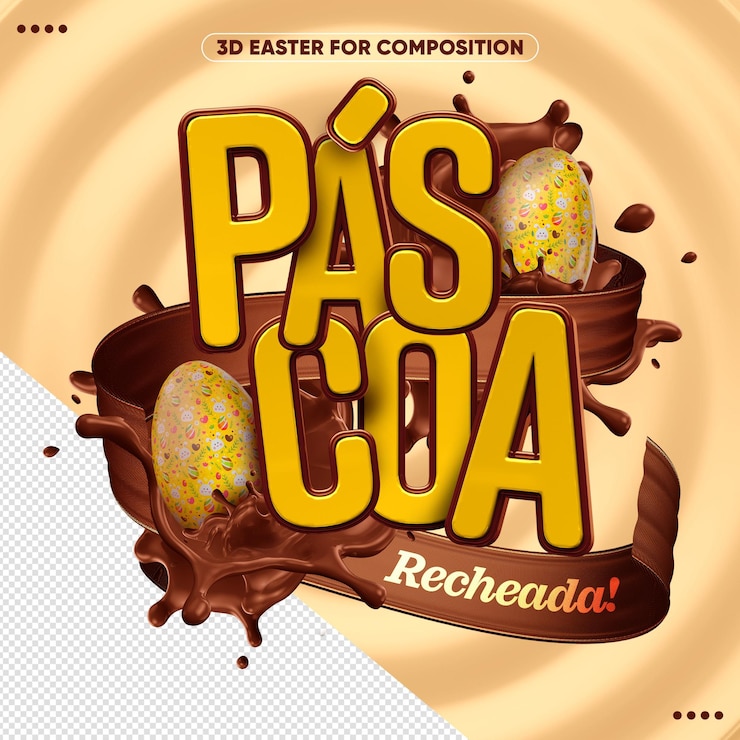 PSD gratuito logo 3d di pasqua farcito per composizione