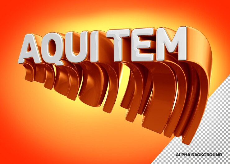 PSD Gratis logo 3d di sini terisolasi dengan latar belakang oranye untuk compositing