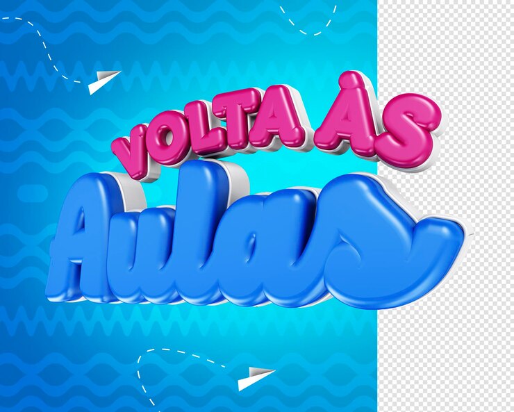PSD Gratis logo 3d kembali ke sekolah untuk kampanye sekolah volta as aulas no brazil