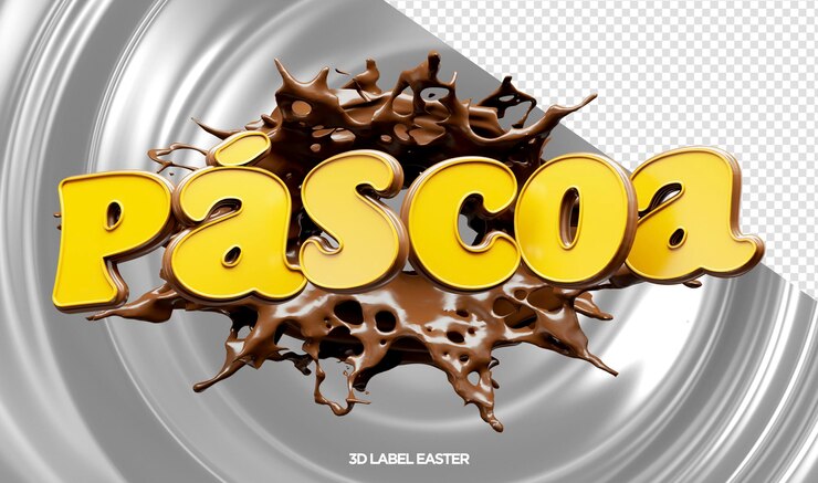 PSD gratuito logo 3d pasqua con cioccolato feliz pascoa in brasile