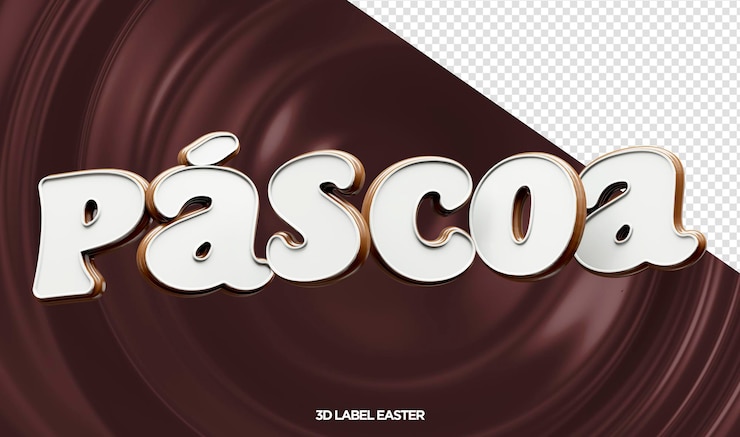 PSD gratuito logo 3d pasqua con cioccolato feliz pascoa in brasile