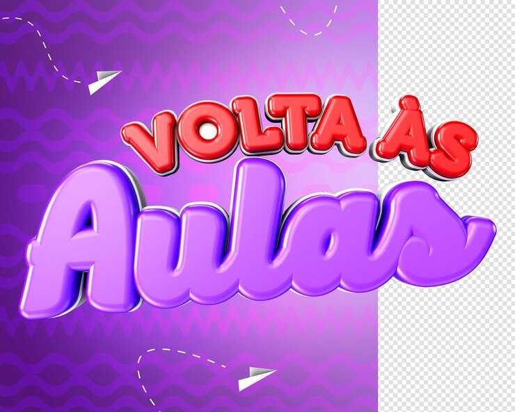 PSD gratuito logo 3d per il ritorno a scuola per le campagne scolastiche volta as aulas no brazil