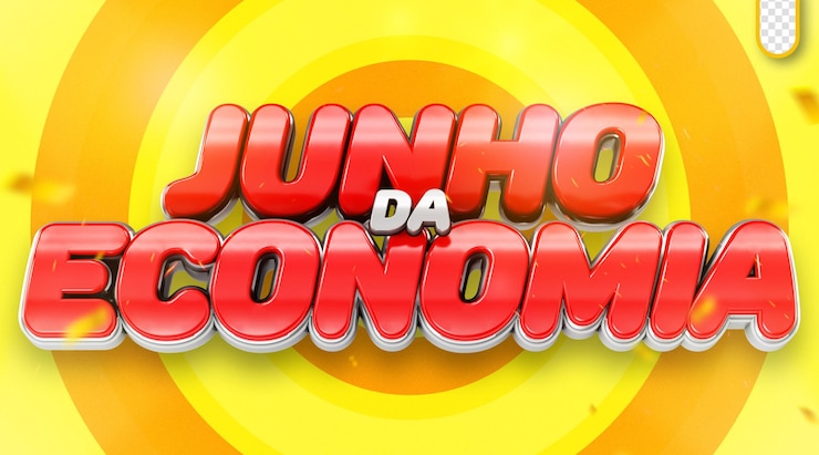 PSD Gratis logo 3d render june promotions june discount brazil supermarket retail stamp