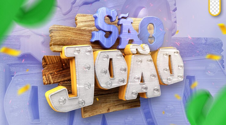PSD gratuito logo 3d são joão francobollo promozionale per le campagne di arraia brasile