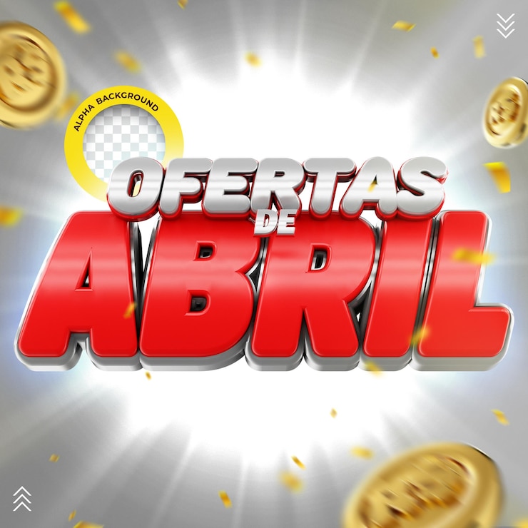 PSD gratuito logo 3d super aprile sconti promozione supermercato aprile