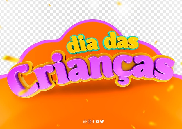 PSD gratuito logo celebración 3d día del niño en brasil dia das criancas en brasil