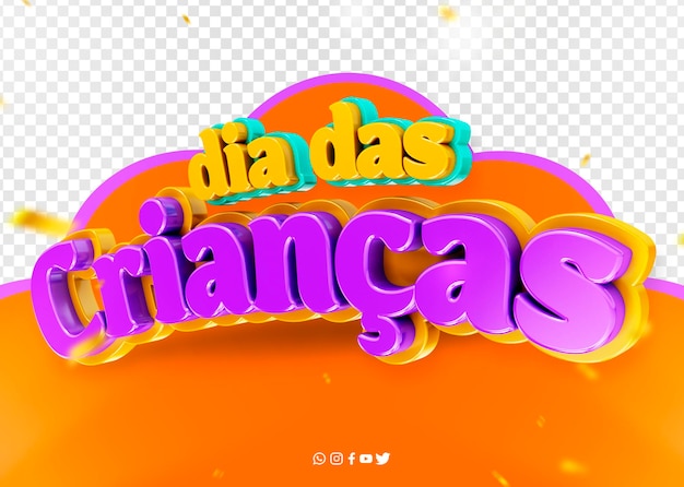 PSD gratuito logo celebración 3d día del niño en brasil dia das criancas en brasil