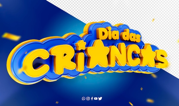 Logo celebración 3d día del niño en brasil dia das criancas en brasil