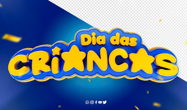 Logo celebración 3d día del niño en brasil dia das criancas en brasil