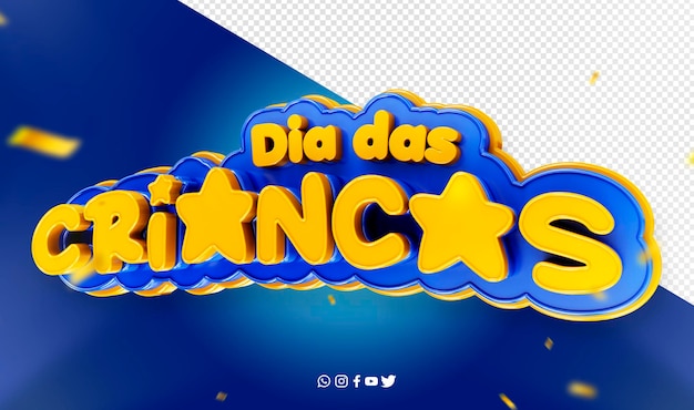 Logo celebración 3d día del niño en brasil dia das criancas en brasil