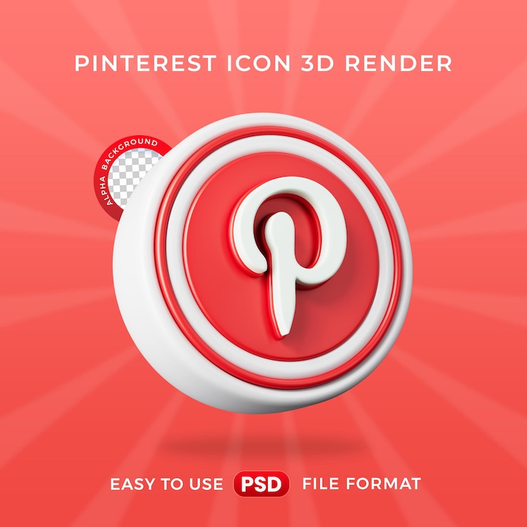 PSD gratuito logo icon isolato 3d render illustrazione di pinterest