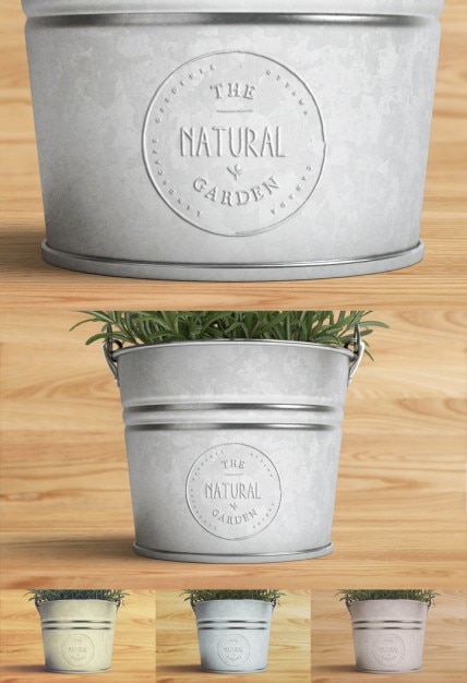 PSD gratuito logo mock up con la pianta