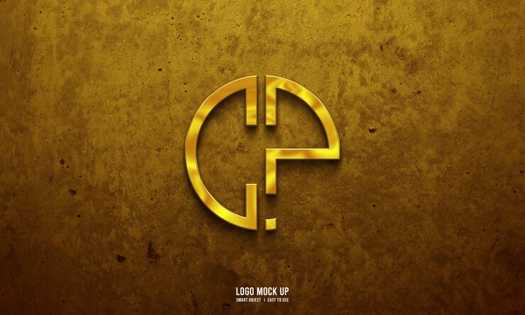PSD gratuito logo oro mockup sulla struttura della parete