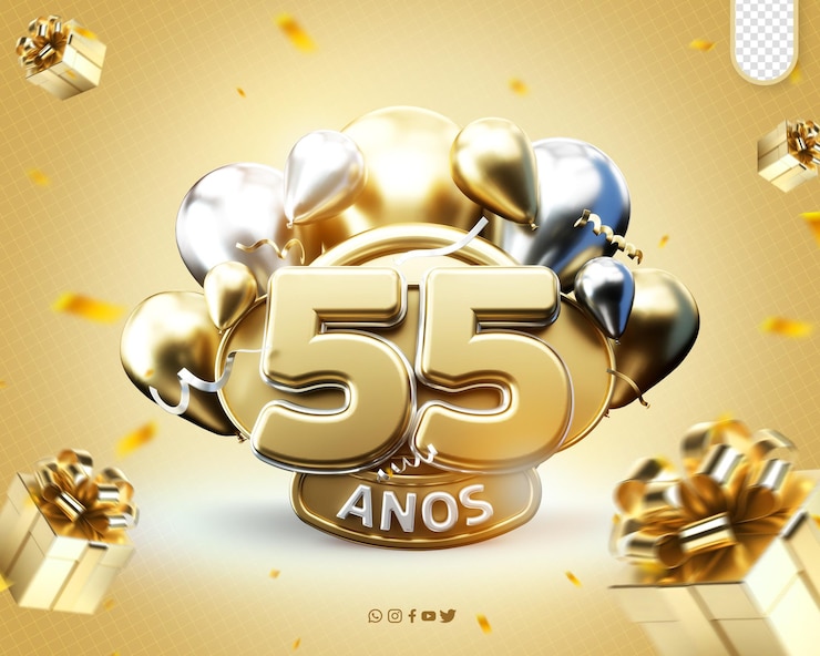 PSD gratuito logo promozionale celebrazione del 55° anniversario inaugurazione del 55° aniversario
