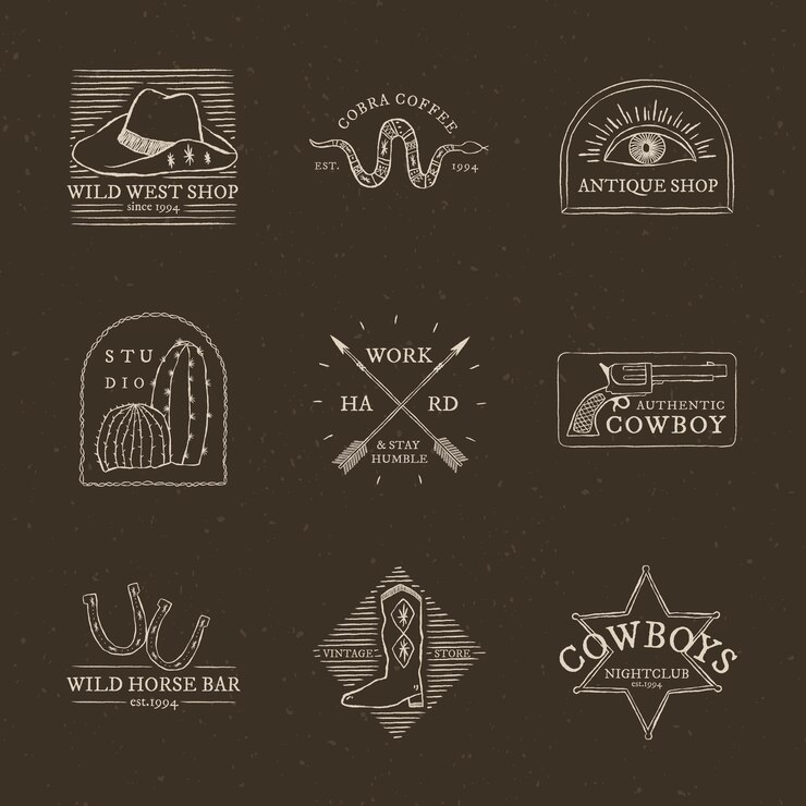Gratis PSD logo psd-collectie met cowboythema