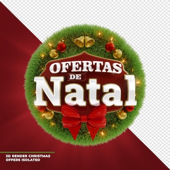 Logo render kerstaanbiedingen met lint en sterrenslinger portugees