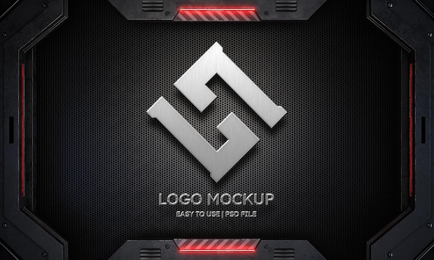 Logomodel op futuristisch metalen frame