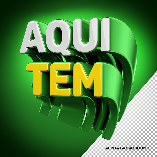 Logotipo 3d aquí está aislado sobre fondo verde