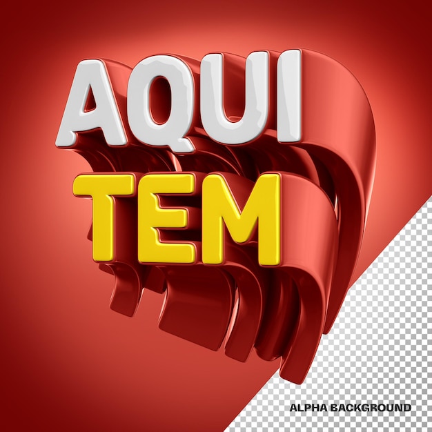 Logotipo 3d Aquí está aislado sobre fondo rojo.
