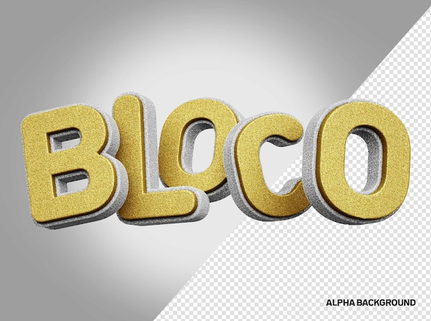 PSD gratuito logotipo 3d de bloque de carnaval blanco y dorado con textura realista brillante