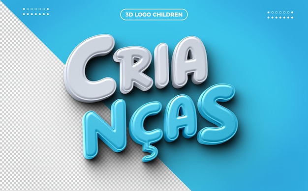 PSD gratuito logotipo 3d para campañas del día del niño aisladas sobre fondo azul claro