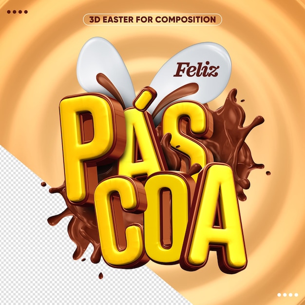 Logotipo 3d de Happy Easter para composiciones