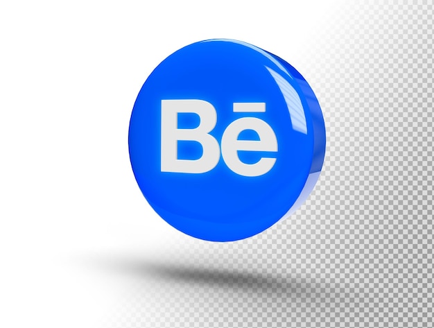 Logotipo de Behance resplandeciente en un círculo 3D realista