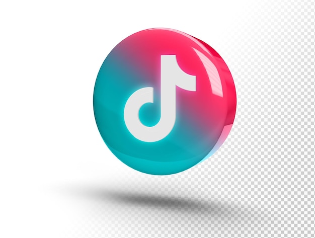 Logotipo brillante de TikTok en un círculo 3D realista