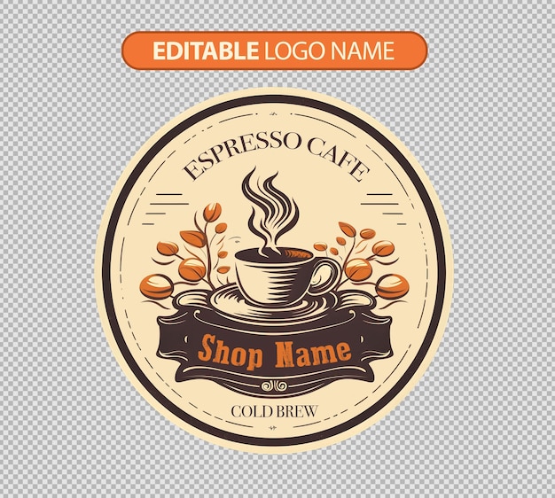 PSD gratuito logotipo de cafetería