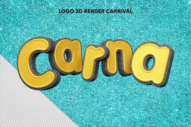 Logotipo de carna de renderizado 3d con textura realista de brillo amarillo con negro