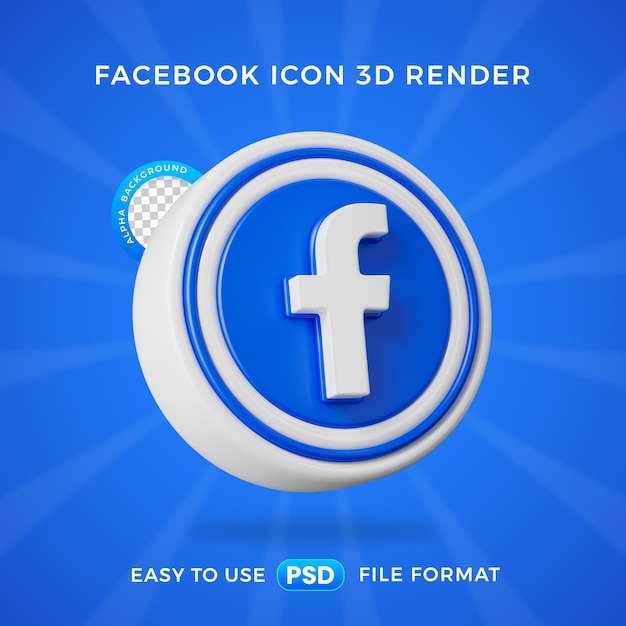 PSD gratuito el logotipo de facebook icon de las redes sociales aislado ilustración de renderización 3d