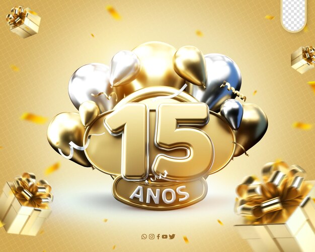 Logotipo promocional Celebración del 15 aniversario Inauguración del 15 cumpleaños