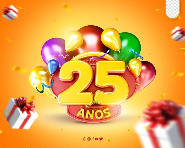 PSD gratuito logotipo promocional celebración del 25 aniversario inauguración del 25 aniversario