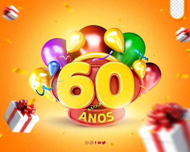 Logotipo promocional celebración del 60 aniversario inauguración del 60 cumpleaños