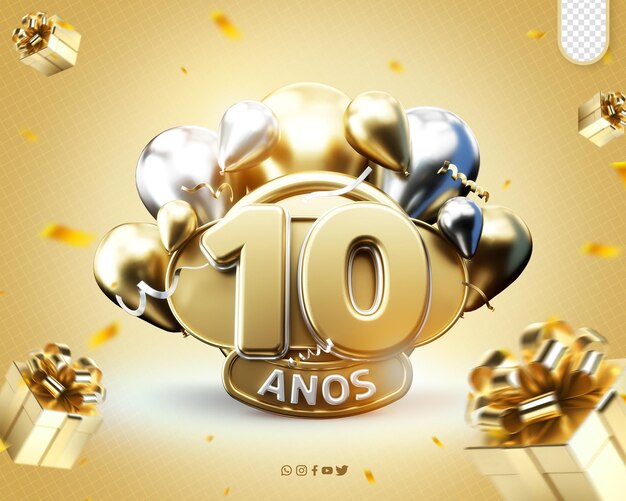 logotipo promocional Celebración del décimo aniversario Inauguración del decimo aniversario