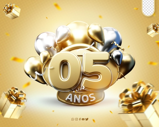 logotipo promocional Celebración del quinto aniversario Inauguración del quinto cumpleaños