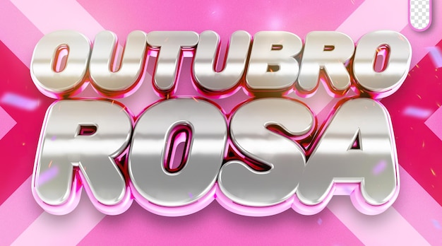 Logotipo del sello 3D octubre mes de concienciación sobre el cáncer de mama rosado