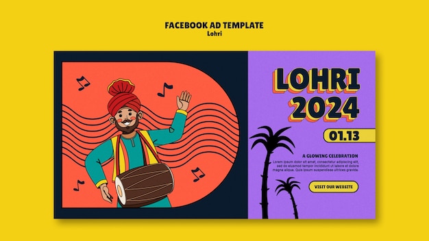 Gratis PSD lohri festival viering facebook sjabloon