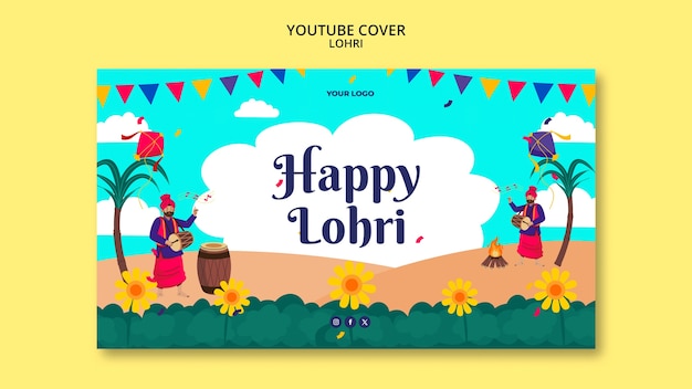 Gratis PSD lohri viering youtube cover sjabloon